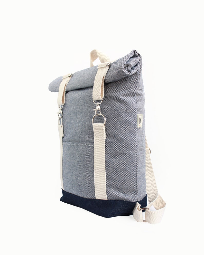 Canvas roll top backpack for city Vegan rolltop rucksack Etsy