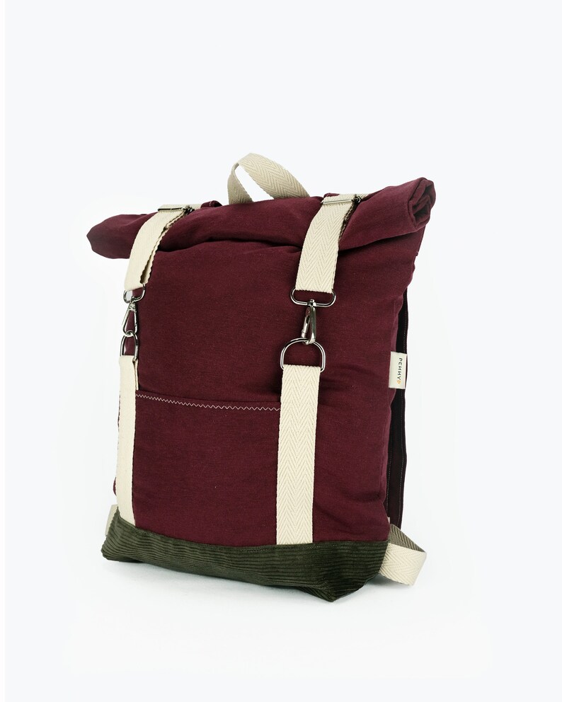 15 Laptop backpack for everyday use bordeux lightweight canvas for bike Roll top city backpack burgundy womens rolltop backpack