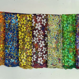 Sequence Tulle (NIGERIAN) Lace 5yards Fabric 9 colors to choose from
