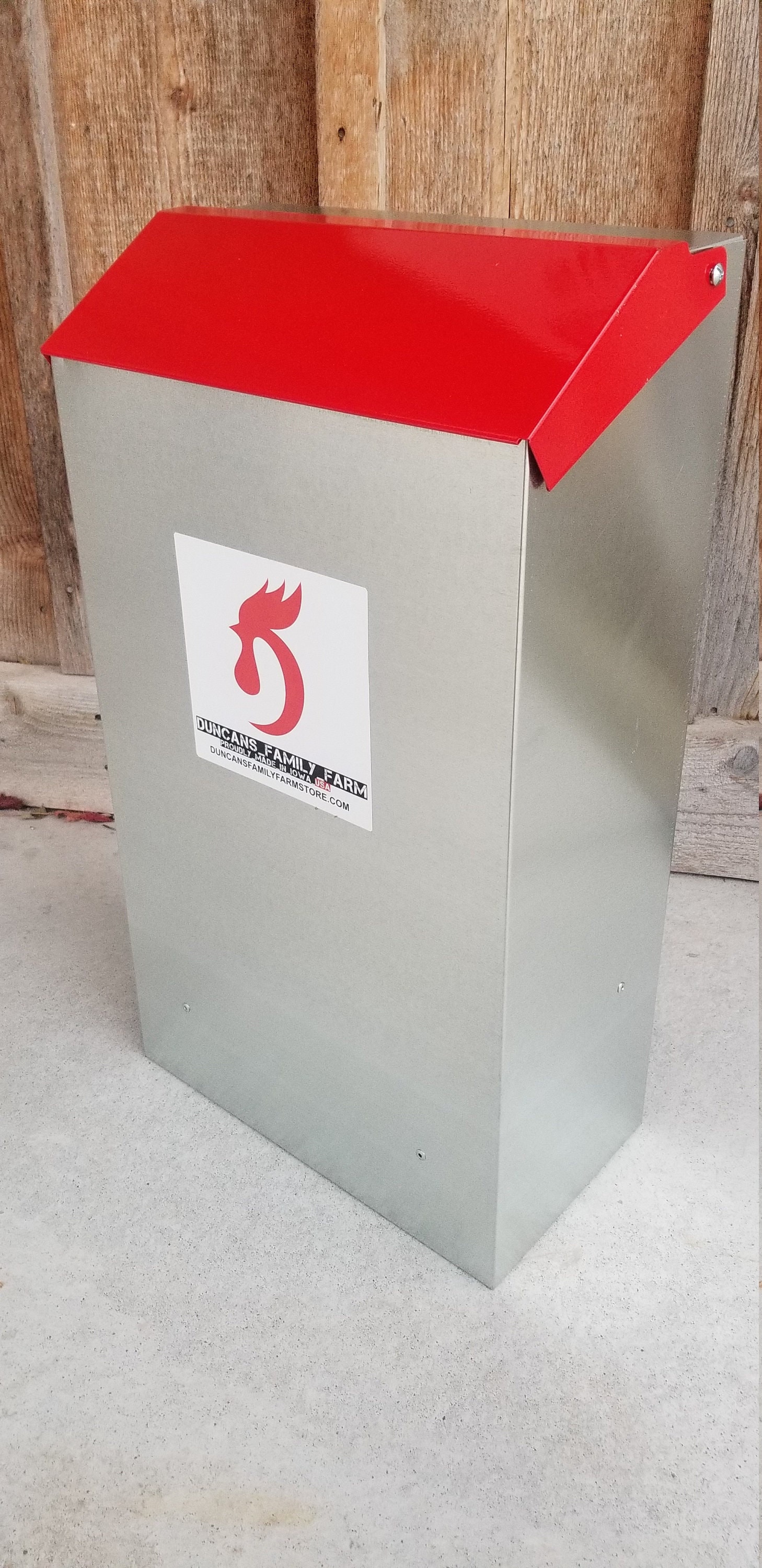 All New Duncan's 50 lb Reverse Space Saving Wall Feeder "Tall Boy" Made in Iowa USA Fill It From The Back