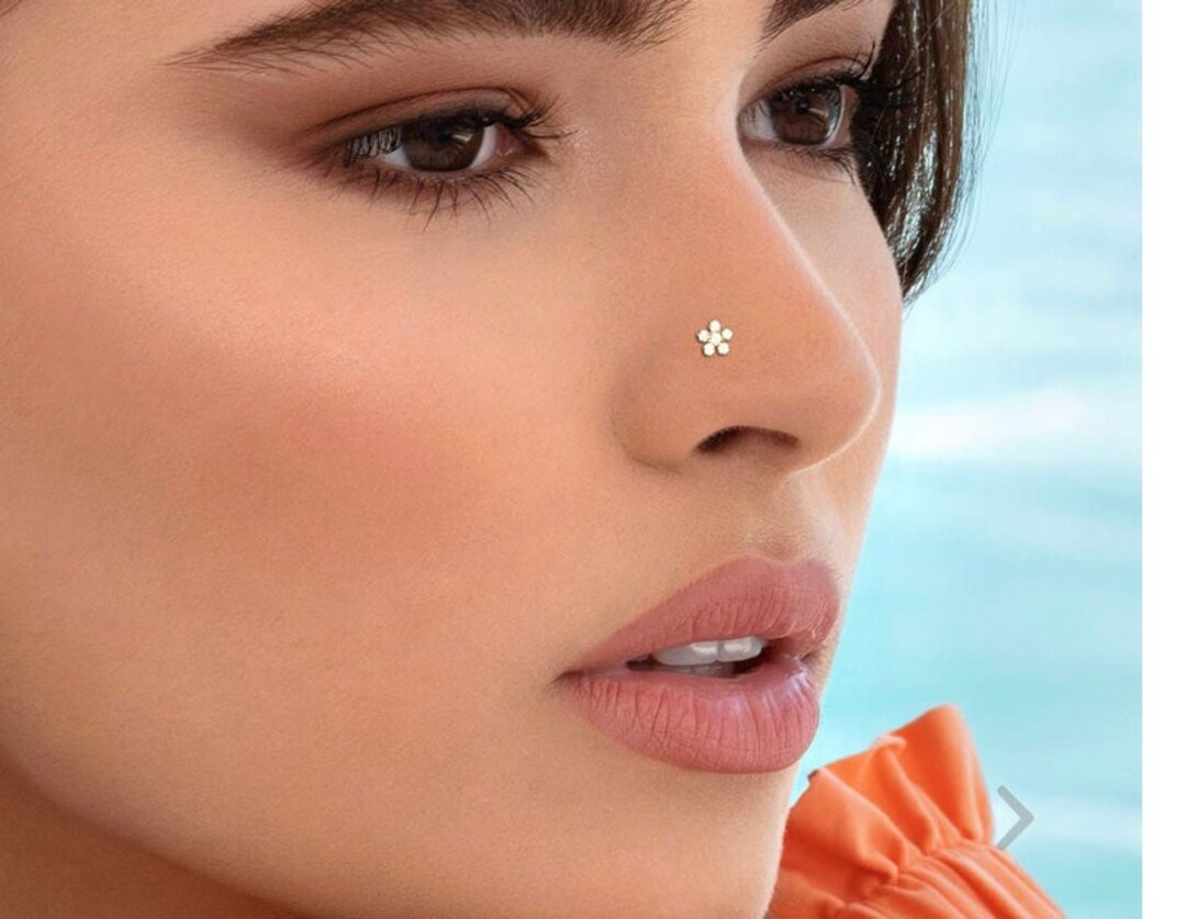 Certified and Natural Diamonds Nose Studs With 14kt Yellow Gold and .13