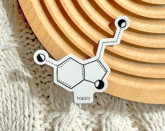 Serotonin Sticker 3x2.65 in. - Happy Serotonin Scientist Molecule  Nerdy Gift Vinyl Sticker Removable Waterproof Dishwasher