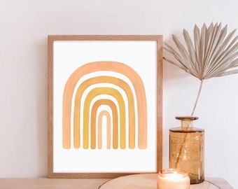 Orange Rainbow Art Print - Kids Room Boho Theme Nursery Digital Download