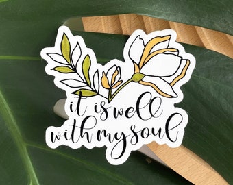 It is well with my soul Sticker 3x2.7 in. Bible Hymns Christian Sticker Vinyl Modern Boho Sticker Removable Waterproof Dishwasher safe