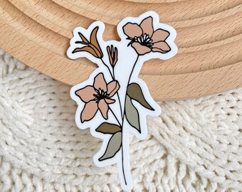 Peach Blossoms Sticker 2x3 in. Vinyl sticker Peach Flower Bunch Wildflower Florals Modern Boho Sticker Removable Waterproof Dishwasher safe