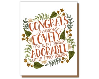 Congrats Baby Family Addition Card - Plant Theme Floral Card Congrats on your new lovely tiny sweet squishy adorable little family addition