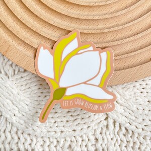 Let It Grow Blossom & Flow Sticker 3x3 in. Vinyl sticker Peach Flower Inspirational Modern Boho Sticker Removable Waterproof Dishwasher safe