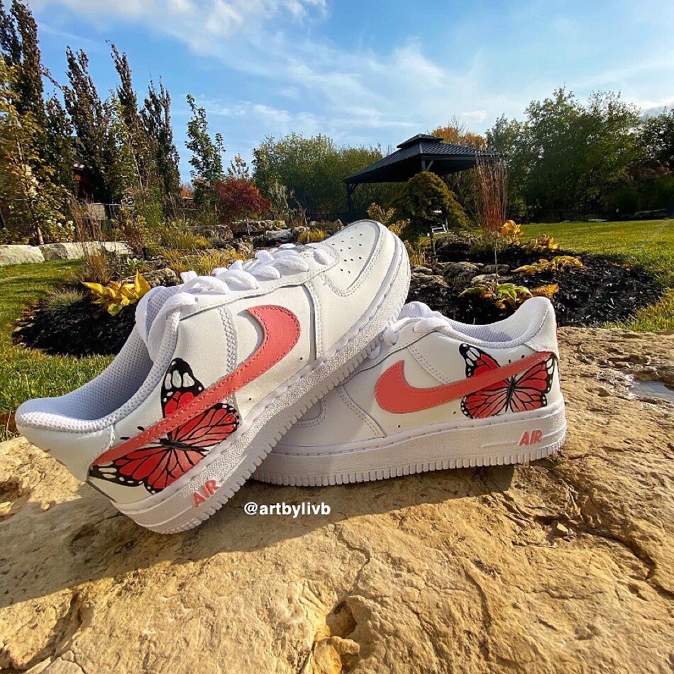 black air forces with butterflies