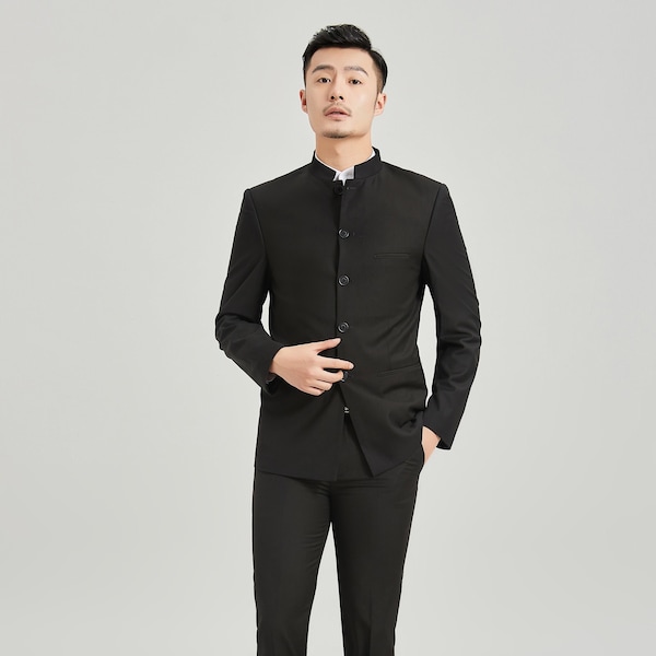 Chinese Cheongsam Suit Stand Collar Suit Black Suit Chinese wedding Suit