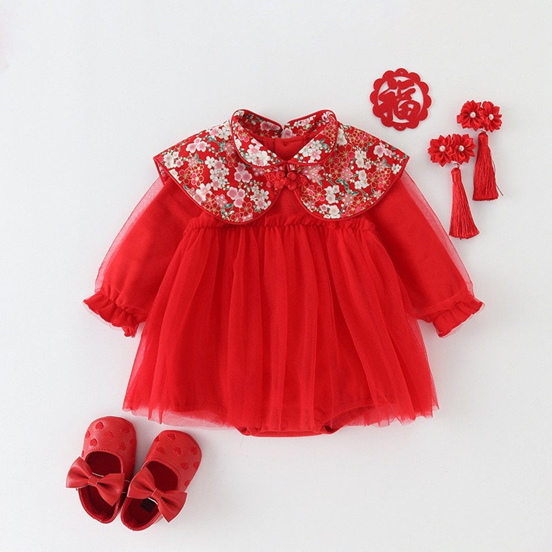 Baby Girl Qipao Princess Dress 100 Days Romper Chinese New Etsy