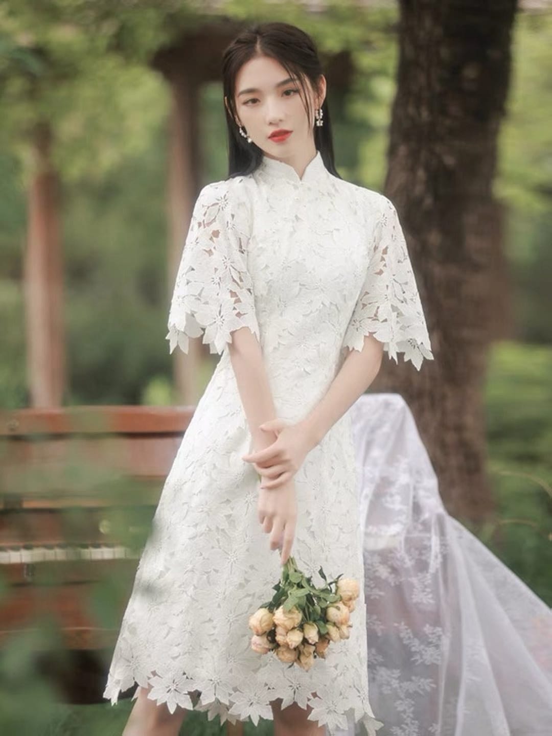 White cheongsam dress sale