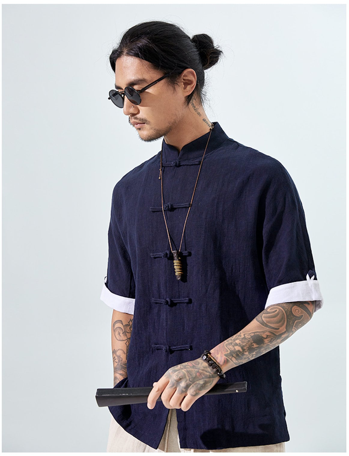 Men's Chinese Linen Shirt /short Sleeve Shirt/frog Button - Etsy UK