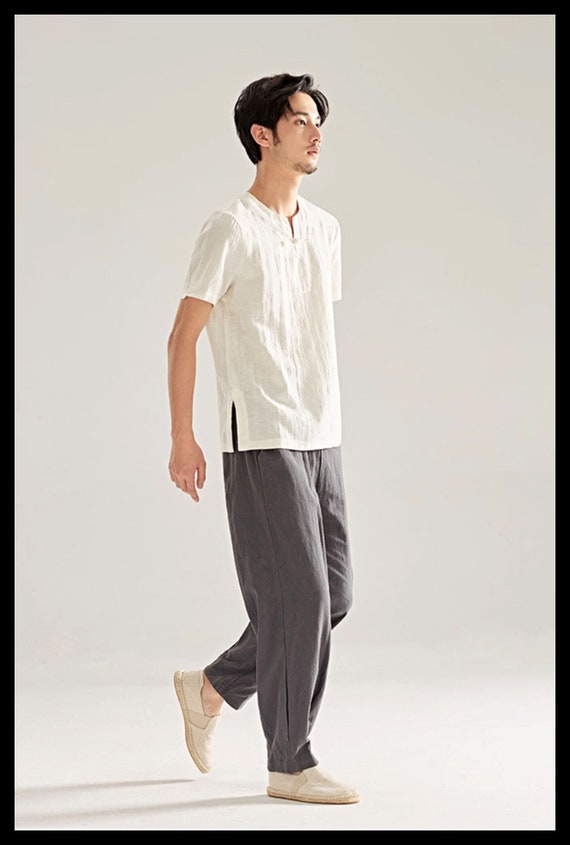 Pantalones de lino chino para hombre. Pantalones largos estilo | Etsy México