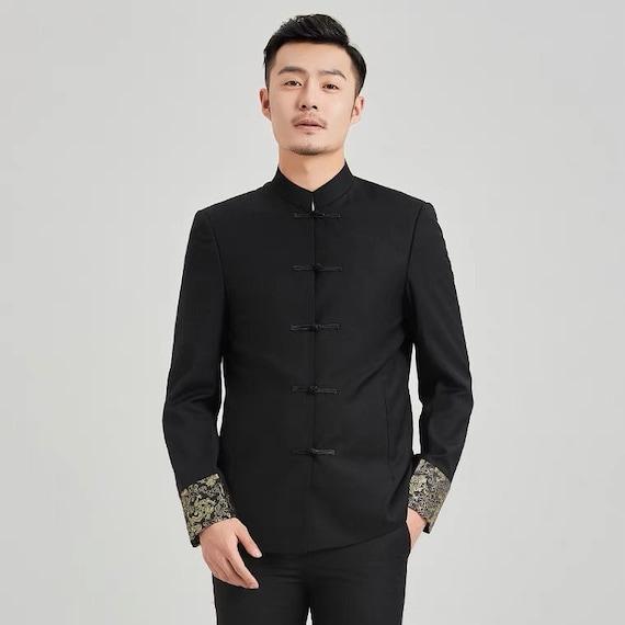 Chinese Cheongsam Suit Stand Collar Suit Black Suit Chinese wedding ...