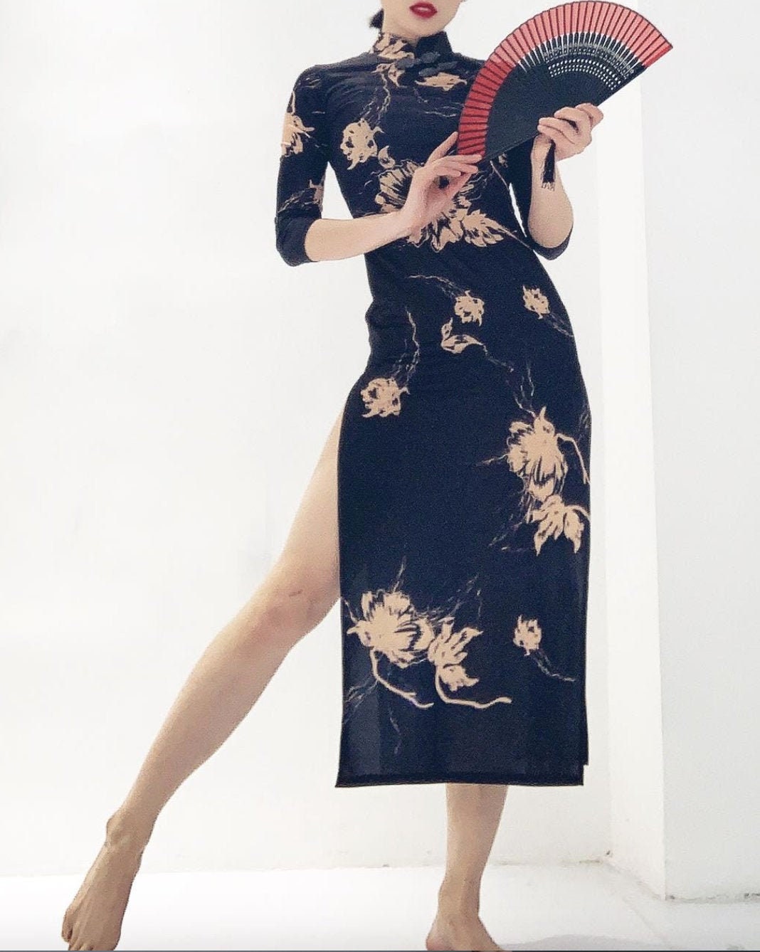 Modern Cheongsam Black Qipao Dress ...