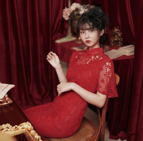 Vestido rojo Qipao Cheongsam / Vestido tradicional chino / | Etsy México