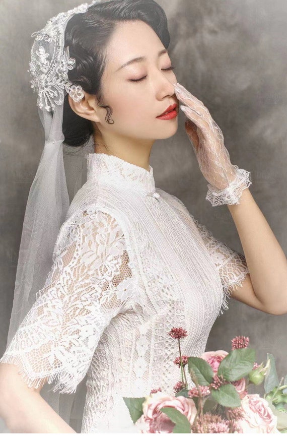 white wedding cheongsam
