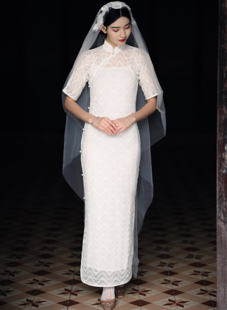 white wedding qipao
