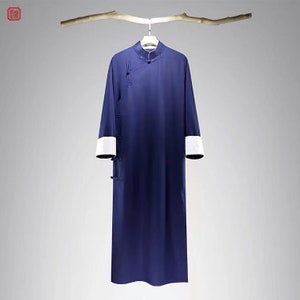 Chinese Long gown/Chinese style robe/Yip Man/Frog Button / Mandarin Collar