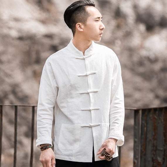 Chemise chinoise en lin pour hommes et femmes, bouton grenouille, chemise  Cheongsam Tang, quatre couleurs -  France