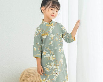 Girl's Cheongsam Dress Chinese Qipao Dress Floral Dress For Girl