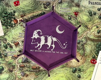 Funny Unhinged Possum in a Wizard Hat DND RPG Dice Rolling Collapsible Tray