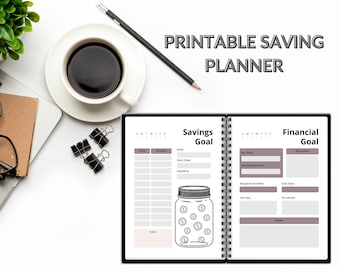 Savings Goal Planner, PDF, PDF Printable, Instant Download, Savings Planner, Savings tracker, Savings planner printable, Budget planner,