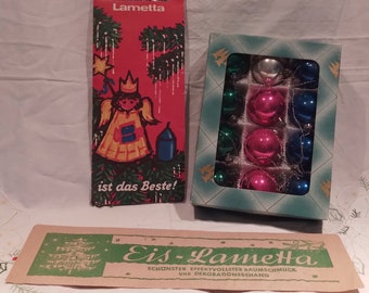 Christmas Special**Vintage German Glass Ornaments with 2 Lametta packs~