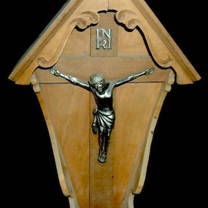 Vintage German Crucifix~Wooden Crucifix~German Religious Crucifix~Bavarian Kitchen Crucifix~