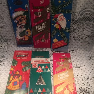 6 Vintage German Tinsel Collectors Sample Packet~Heavy Metal Tinsel~Orion Eis-Lametta Tinsel~GOLD and SILVER~Sample Packet~