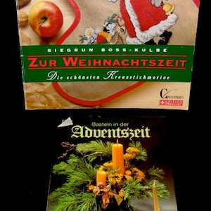 2 livres d'artisanat de Noël allemands vintage ~ Modèles de point de croix de Noël ~ Travaux manuels pour l'Avent ~