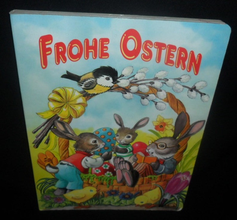 Vintage German Easter Childrens BookFrohe OsternHappy EasterSongsStoriesEaster for ChildrenHard Back and Hard Pages Book image 1