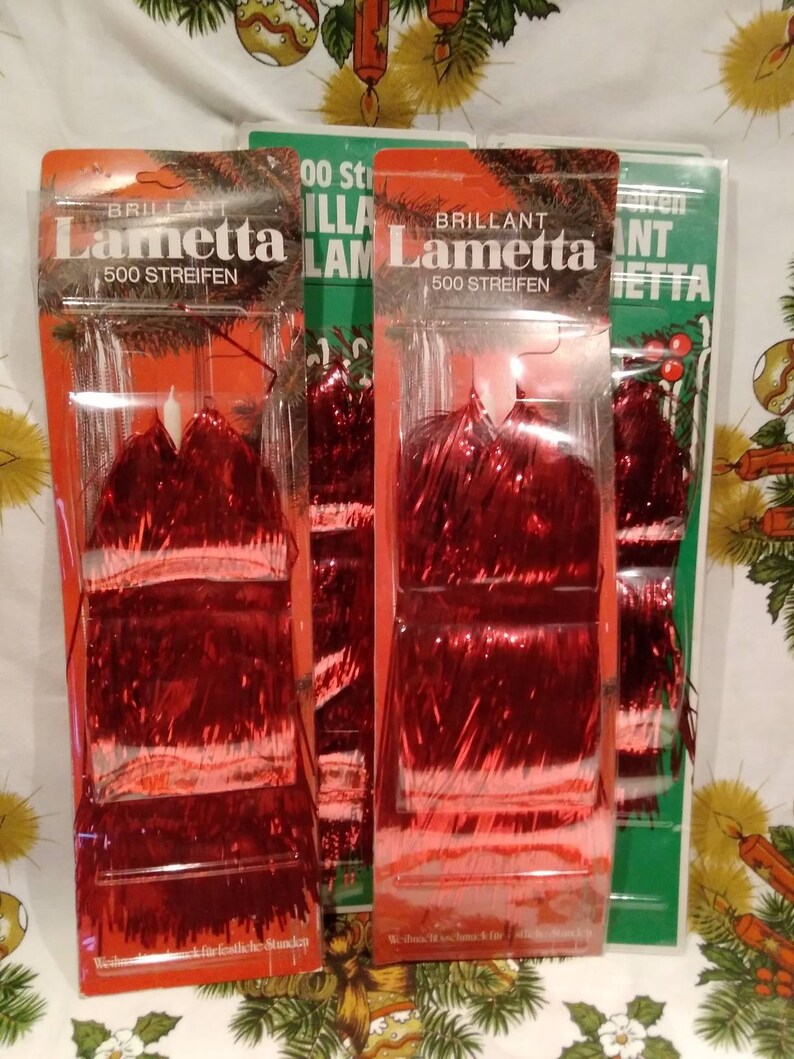 Vintage German Tinsel in Original PackageVintage TinselLametta TinselREDChristmas Tree TinselONE Package per Purchase image 1