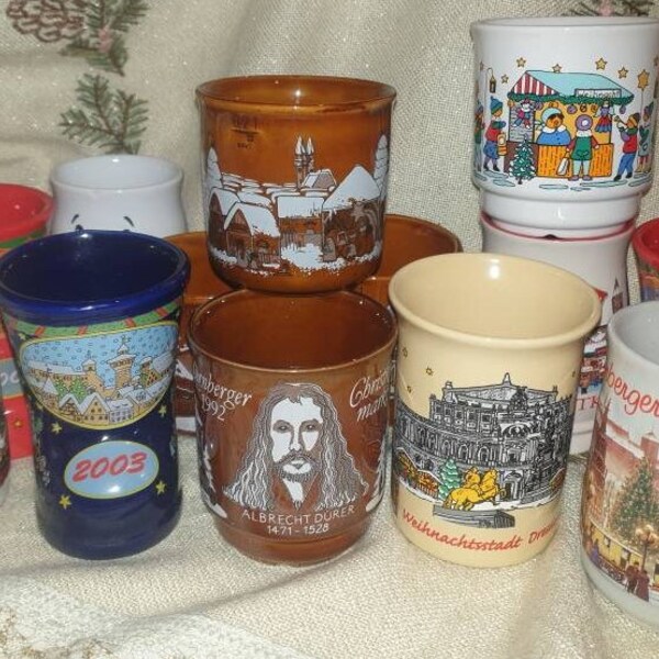 Mélangez et assortissez ~ Mugs à vin chaud de Noël allemand vintage ~ Nuremberg ~ Mugs du marché de Noël ~ Souvenir allemand ~ Mug à vin chaud