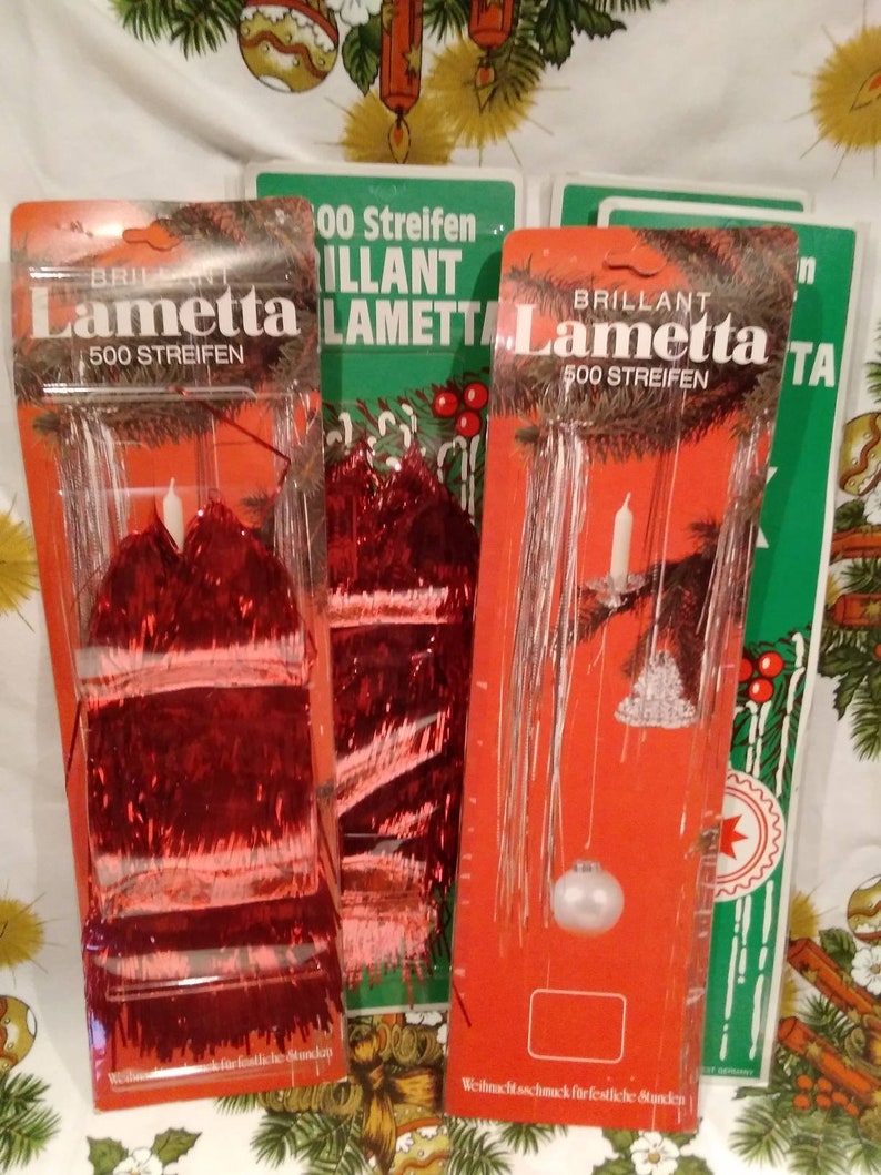 Vintage German Tinsel in Original PackageVintage TinselLametta TinselREDChristmas Tree TinselONE Package per Purchase image 3