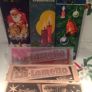6 Vintage German Tinsel Collectors Mixed Sample Packet~Heavy Metal Tinsel~Orion Eis-Lametta Tinsel~GOLD and SILVER~Sample Packet~