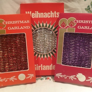 1 Vintage Garland Pack~Vintage Tinsel Garland~SILVER~Red/Gold~Purple~ONE-Pack-Per Purchase