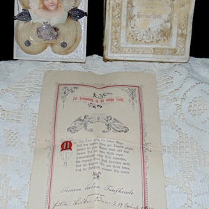 Carta de bautismo alemana antigua ~ 1899 ~ Tarjeta de bautismo original con caja ~ Religiosa alemana ~ Decoración gótica