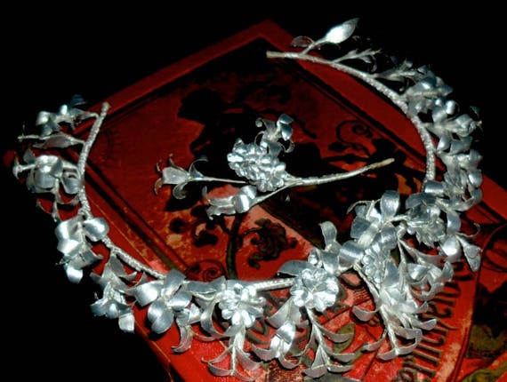 Elegant Vintage German Myrtle Wedding Crown with M