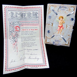 Tarjeta de bautismo alemana antigua ~ Tarjeta y certificado de bautismo original ~ Religioso alemán ~ Decoración gótica