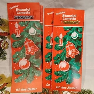 1 Vintage Pack of  German Tinsel~Heavy Metal Tinsel~Lametta Tinsel~GOLD or SILVER~Pick-ONE-Pack