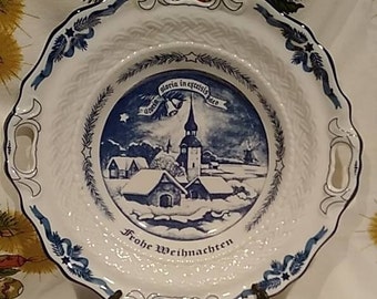 Vintage German Christmas Bowl~Fröhliche Weihnachten~Large German Christmas Bowl~Porcelain Bowl