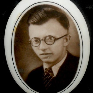 Antique German Porcelain Gravestone Portrait~Original Porcelain Portrait from his Headstone~100% Original Antique