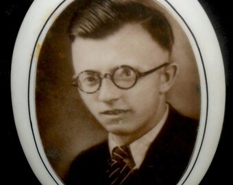 Antique German Porcelain Gravestone Portrait~Original Porcelain Portrait from his Headstone~100% Original Antique