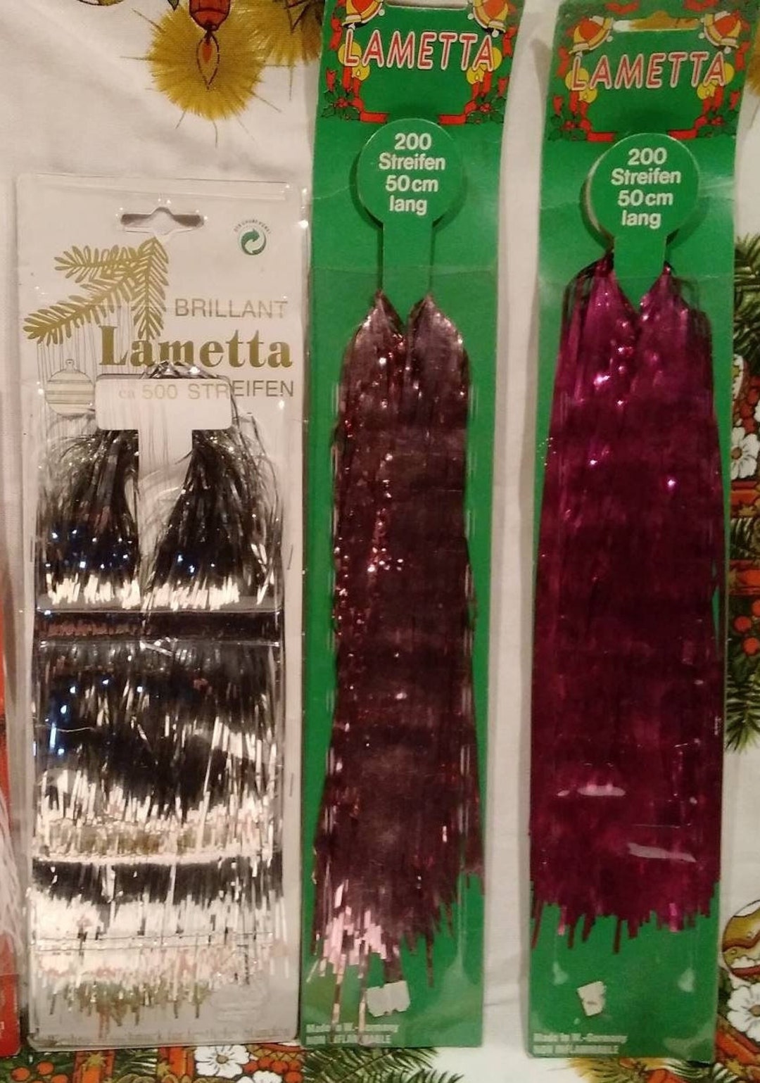 3 Vintage German Tinsel Sample Packsvintage Tinsellametta Tinselchristmas Tree Tinsel3 Sample