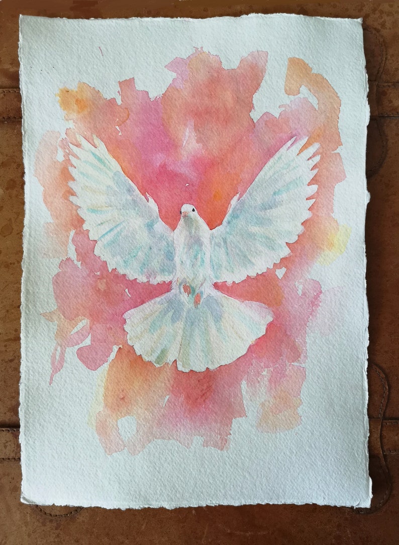 Original watercolour painting: Holy Spirit Dove with Fire | Etsy