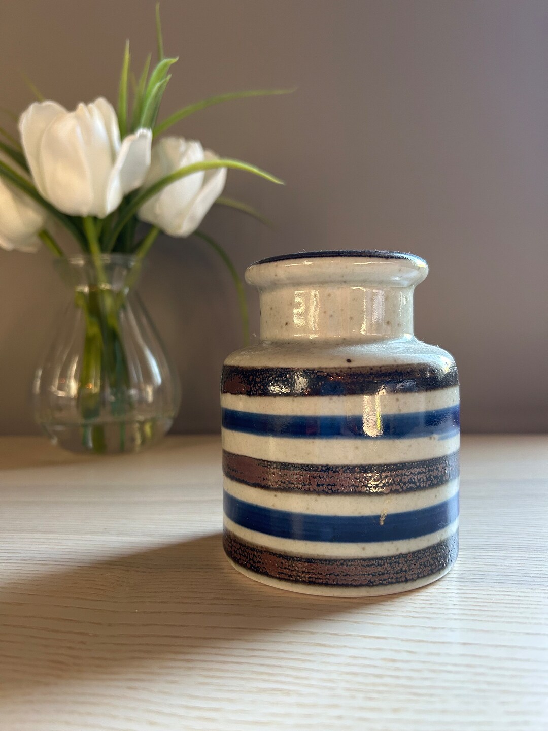 Vintage Japan Pottery Spice Jar Utensil Container Vase Mid Etsy