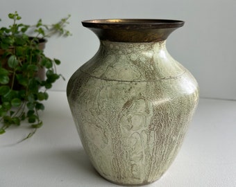 Vintage Brass Vase, Painted Brass, MCM Decor, Vintage Flower Pot, Unique Home Decor