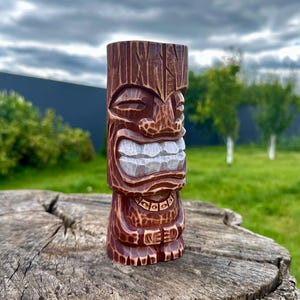 Hand Carved Wooden Tiki Statue Polynesian Tribal Decor Hawaiian Luau Party Gift Outdoor Island Garden Sculpture