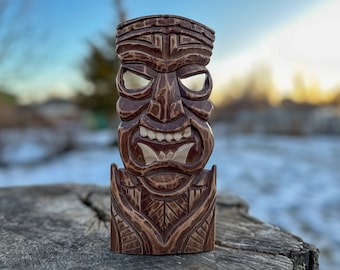 Tiki Decor Wood Mask Tiki Bar Decor Tiki Mask Wall Hanging Hawaiian Bar ...